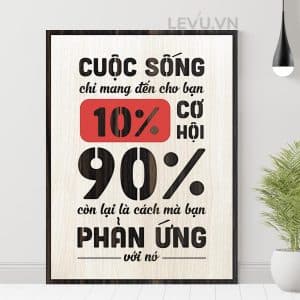 Tranh slogan thuong hieu LEVU112 Cuoc song chi mang den cho ban 10 co hoi 90 con lai la cach ban phan ung voi no 24