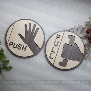 Bảng gỗ dán cửa Pull Push decor hình tròn LEVU-TP01