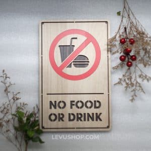 Bảng gỗ dán tường no food or drink LEVU-BG03
