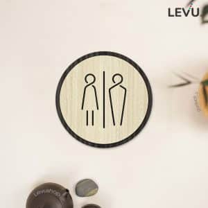 Bảng Gỗ Toilet Decor tròn dán tường LEVU-TL13