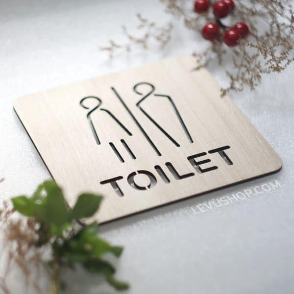 Bảng Toilet Gỗ Decor giá rẻ có sẵn keo dán LEVU-TL14