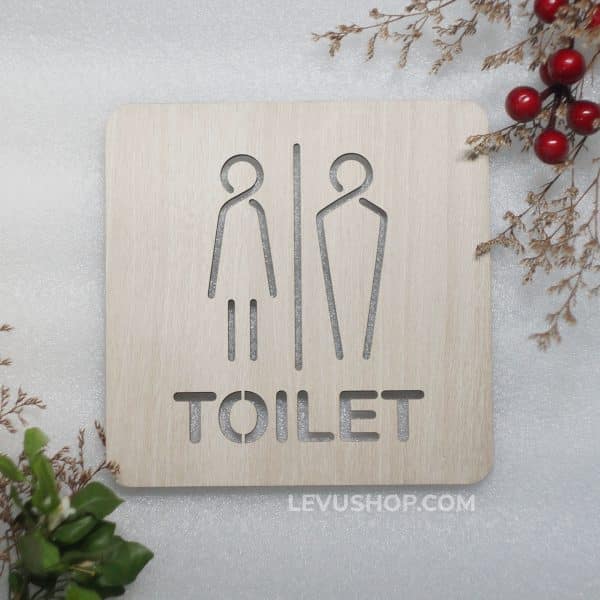 Bảng Toilet Gỗ Decor giá rẻ có sẵn keo dán LEVU-TL14
