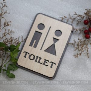 Bảng Toilet Gỗ dán cửa nhà vệ sinh trang trí LEVU-TL07