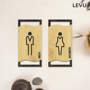Bảng Toilet Gỗ Decor Vintage (Men – Women) cao cấp LEVU-TL24
