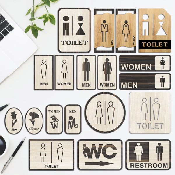Bảng WC - Bảng toilet gỗ decor trang trí cửa nhà vệ sinh nam nữ