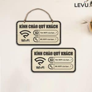 Bảng wifi bằng gỗ decor quán cafe trà sữa mẫu LEVU-TW02