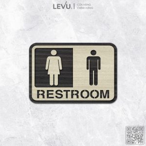 Bảng Restroom Gỗ dán tường cửa nhà vệ sinh LEVU-TL01