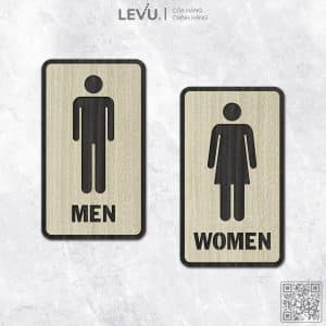 Bảng gỗ WC dán cửa nhận biết phòng vệ sinh Nam Nữ LEVU-TL15