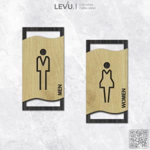 Bảng Toilet Gỗ Decor Vintage (Men – Women) cao cấp LEVU-TL24