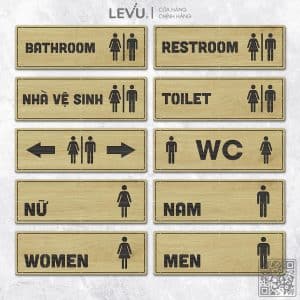 10 Mẫu bảng gỗ WC dán cửa nhà vệ sinh cao cấp có sẵn keo LEVU-TL29