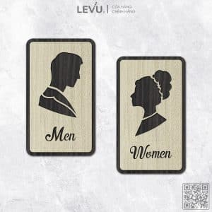 Bảng gỗ Men Women dán cửa phân biệt nhà vệ sinh Nam Nữ LEVU-TL31