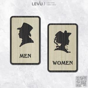 Bảng Men Women trang trí cửa toilet phong cách mới LEVU-TL33