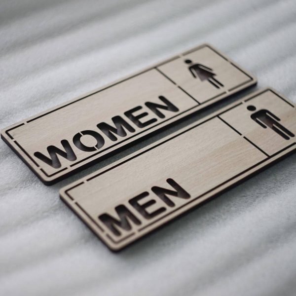 Bảng Gỗ Men Women dán cửa phòng toilet cao cấp LEVU-TL18S