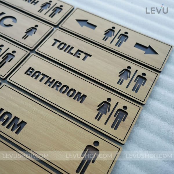10 Mẫu bảng gỗ WC dán cửa nhà vệ sinh cao cấp có sẵn keo LEVU-TL29