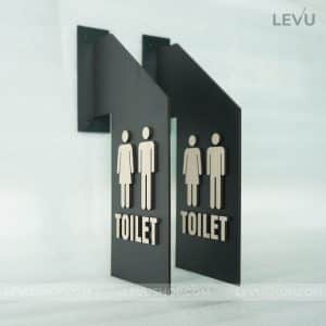 Bảng toilet 2 mặt gắn tường bằng gỗ decor handmade LEVU-TL11