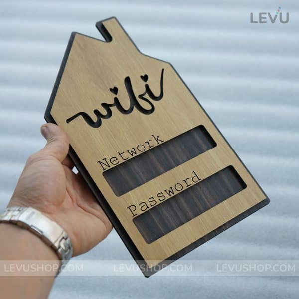 Bảng wifi bằng gỗ thiết kế ngôi nhà sang trọng tinh tế LEVU-TW06