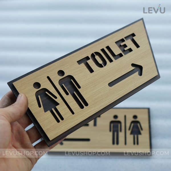 Biển chỉ hướng toilet mũi tên trái phải bằng gỗ sang trọng LEVU-TL27