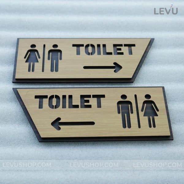 Biển chỉ hướng toilet mũi tên trái phải bằng gỗ sang trọng LEVU-TL27