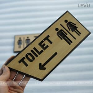 Bien chi huong toilet mui ten trai phai bang go sang trong LEVU TL27 8