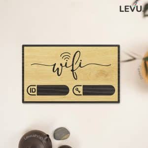 Bảng ghi wifi bằng gỗ handmade decor quán coffee LEVU-TW10