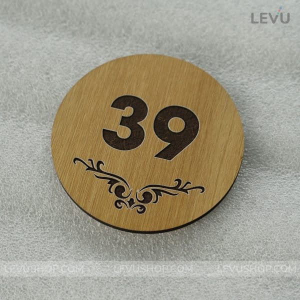 Bảng số phòng khách sạn homestay bằng gỗ khắc laser số theo yêu cầu LEVU-BG16