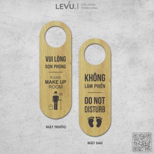 Bảng yêu cầu dọn phòng khách sạn bằng gỗ 2 mặt LEVU-BG21S