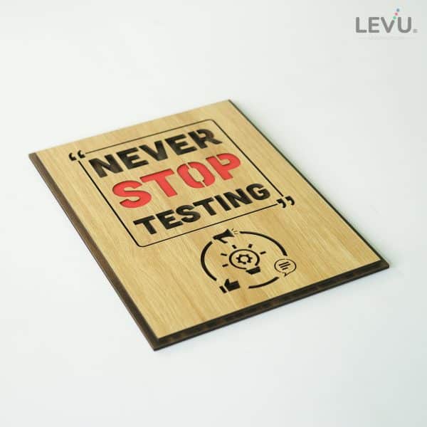 Slogan painting LEVU-EN08 "Never stop testing"