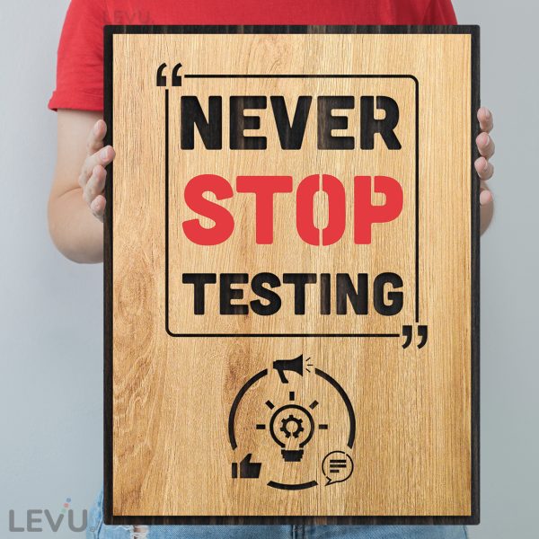 Slogan painting LEVU-EN08 "Never stop testing"
