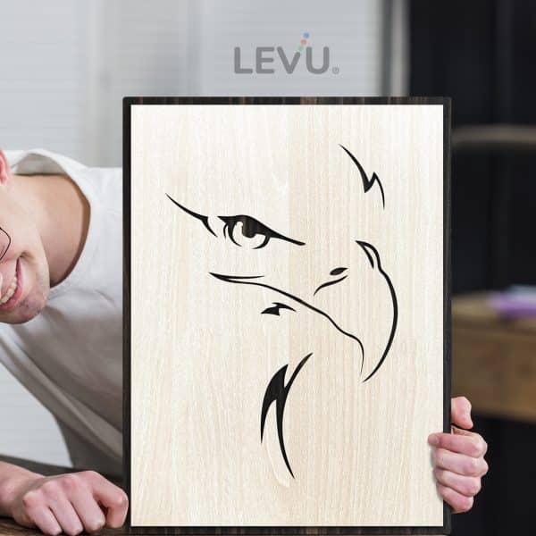 Tranh treo tường gỗ khắc line vector biểu tượng Đại Bàng LEVU DV15