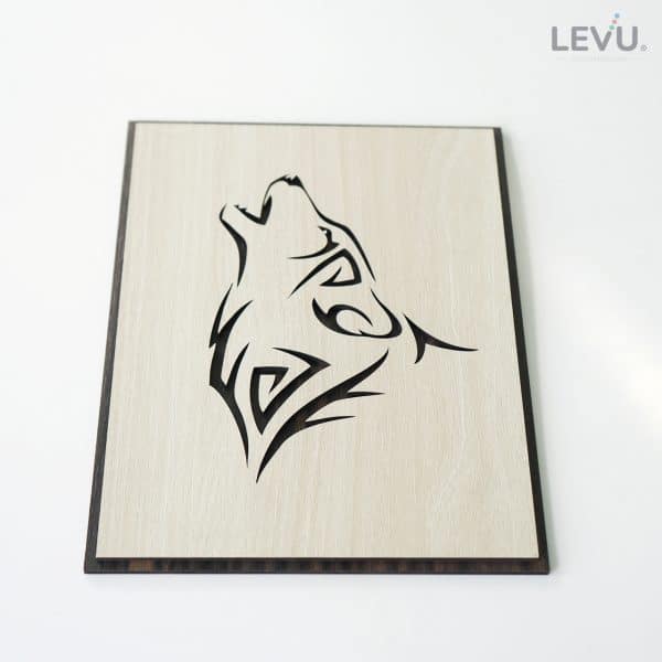 Tranh treo tường gỗ khắc line vector biểu tượng hình Chó Sói LEVU DV14