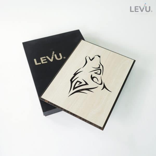Tranh treo tường gỗ khắc line vector biểu tượng hình Chó Sói LEVU DV14