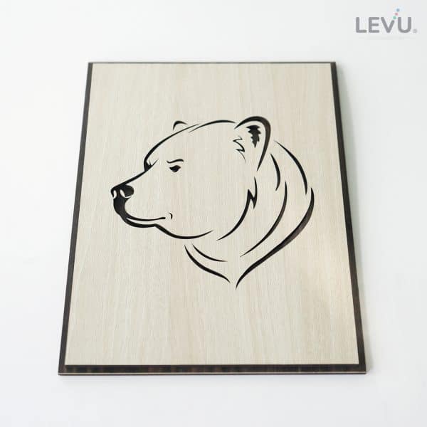 Tranh treo tường gỗ khắc line vector biểu tượng hình Gấu LEVU DV13