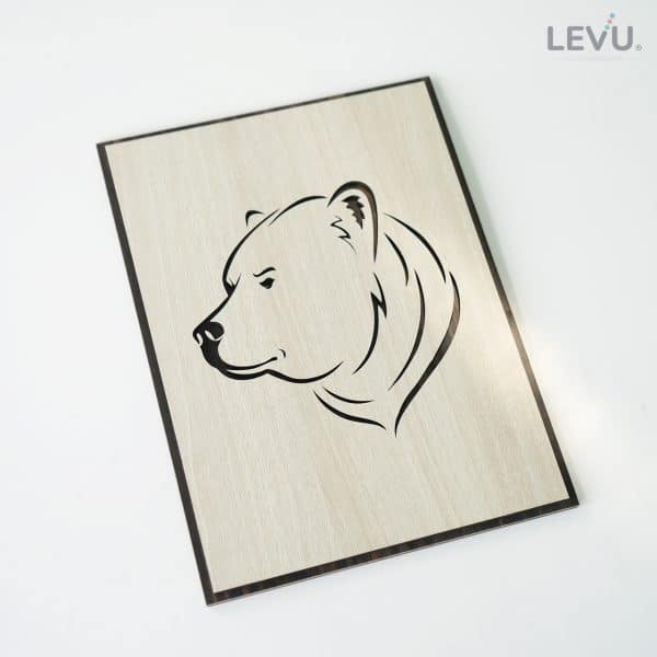 Tranh treo tường gỗ khắc line vector biểu tượng hình Gấu LEVU DV13