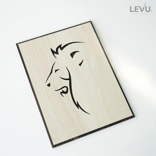 Tranh treo tường gỗ khắc line vector biểu tượng hình Sư Tử LEVU DV17