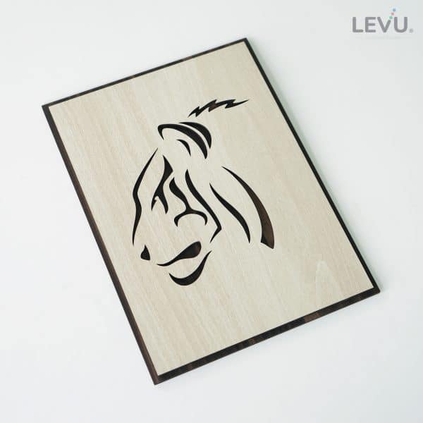 Tranh treo tường gỗ tuổi Dần biểu tượng hình con Hổ 12 con giáp LEVU DV03