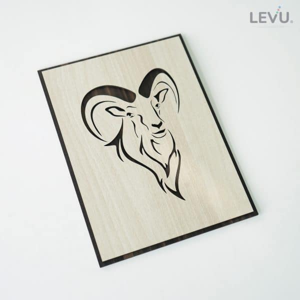 Tranh treo tường gỗ tuổi Mùi biểu tượng hình con Dê 12 con giáp LEVU DV08