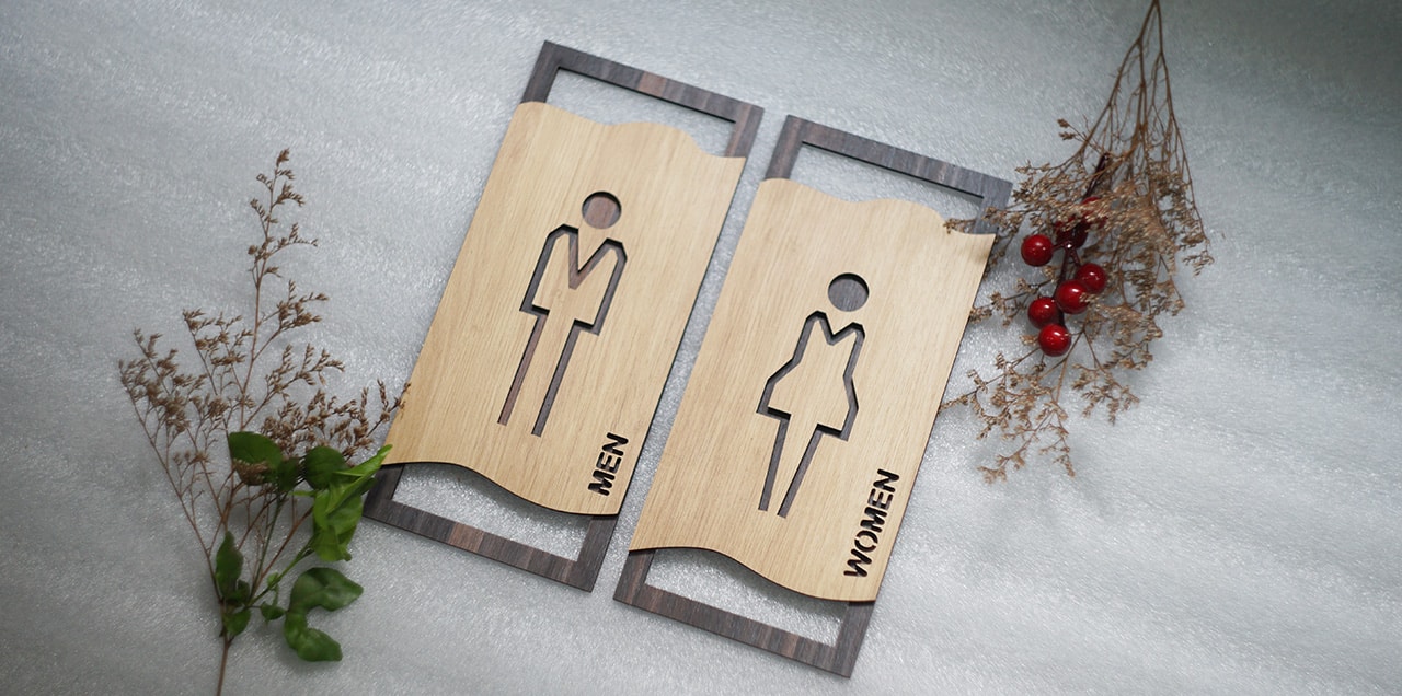 12 Mẫu bảng gỗ Toilet - WC - Restroom dán cửa phòng vệ sinh trang trí