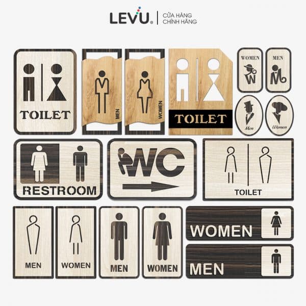 12 Mẫu bảng gỗ Toilet - WC - Restroom dán cửa phòng vệ sinh trang trí
