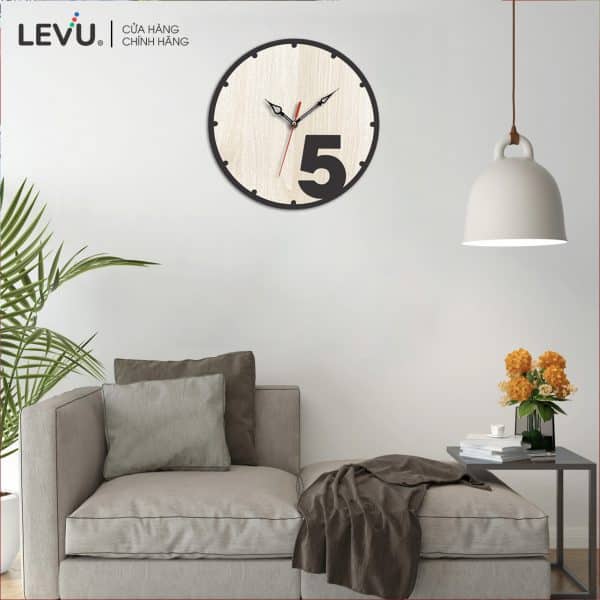 đồng hồ treo tường gỗ kim trôi trang trí đẹp sáng tạo hiện đại chính hãng LEVU Việt Nam