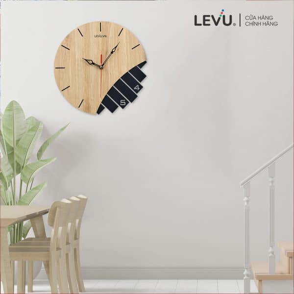 đồng hồ treo tường gỗ kim trôi trang trí đẹp sáng tạo hiện đại chính hãng LEVU Việt Nam