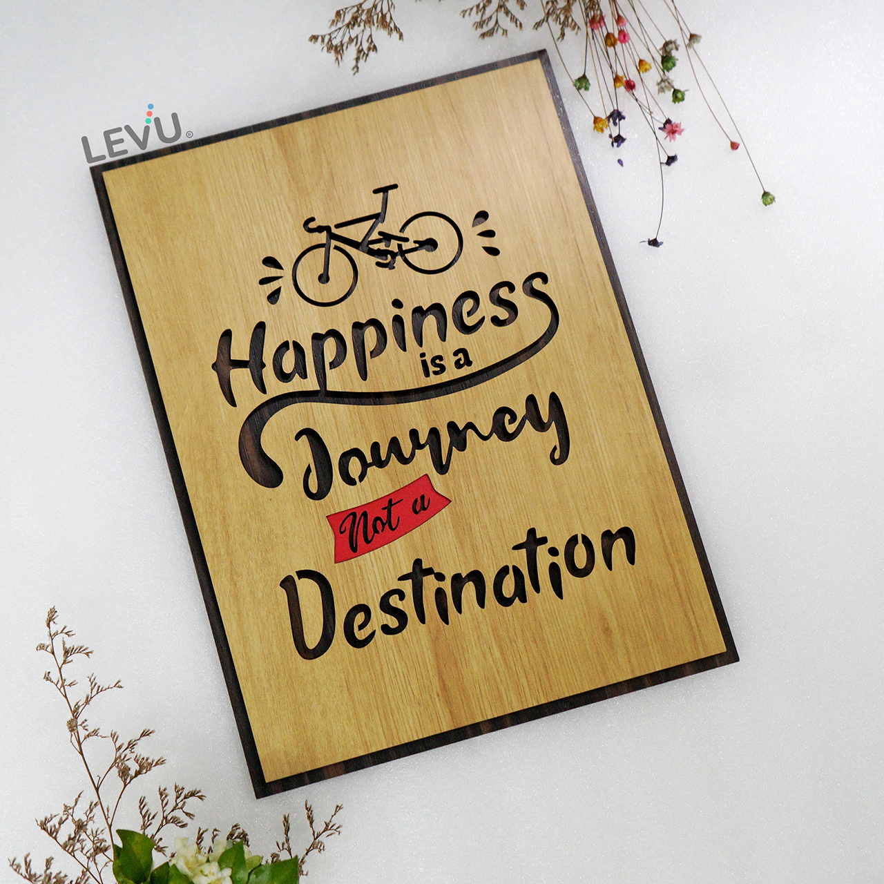 Tranh Slogan tiếng anh LEVU-EN12 “Happiness Is A Journey Not A Destination”