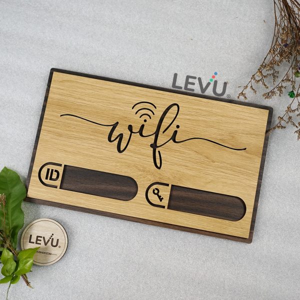 Bảng ghi wifi bằng gỗ handmade decor quán coffee LEVU-TW10