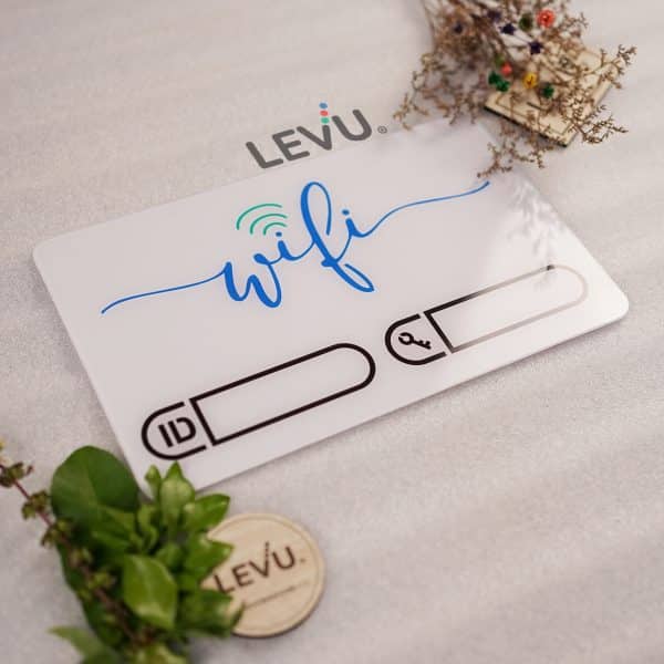 Bảng mica ghi thông tin wifi trang trí quán LEVU-MICA01