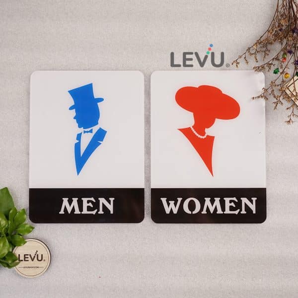 Bảng mica Men - Women dán cửa phân biệt phòng toilet Nam Nữ LEVU-MICA06