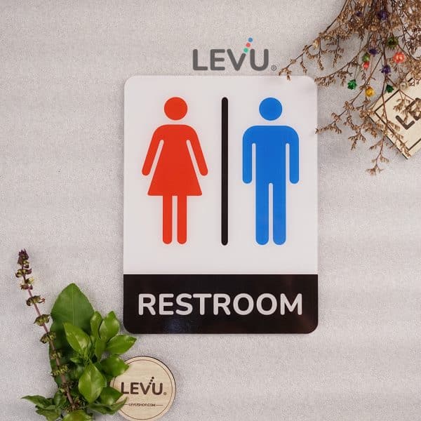 Bảng mica Restroom dán cửa khu vực nhà vệ sinh LEVU-MICA07