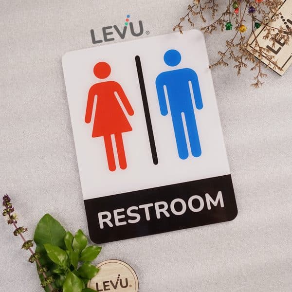 Bảng mica Restroom dán cửa khu vực nhà vệ sinh LEVU-MICA07