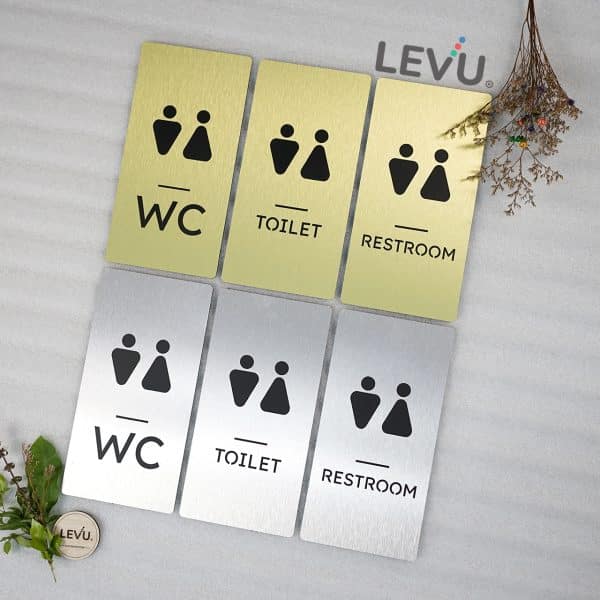 Bảng nhôm alu xước WC – Toilet – Restroom mẫu mới LEVU-ALU07