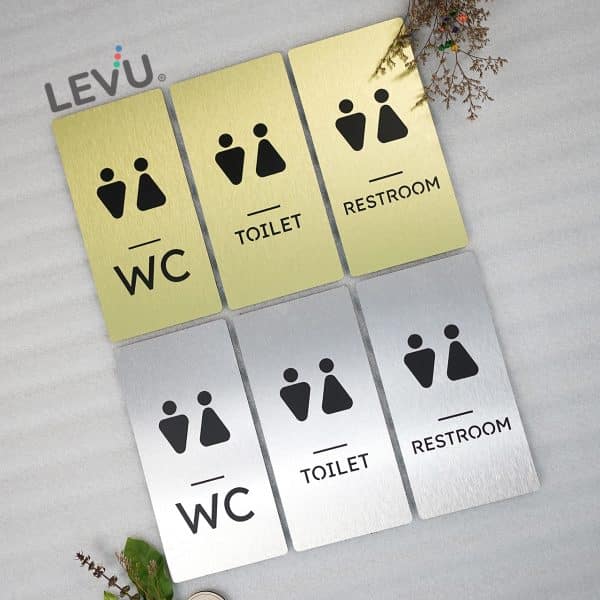 Bảng nhôm alu xước WC – Toilet – Restroom mẫu mới LEVU-ALU07