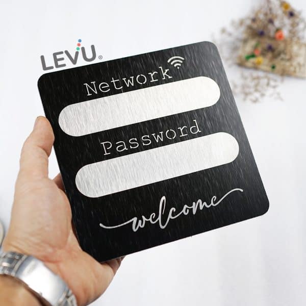 Bảng alu đen điền thông tin wifi password LEVU-ALU14