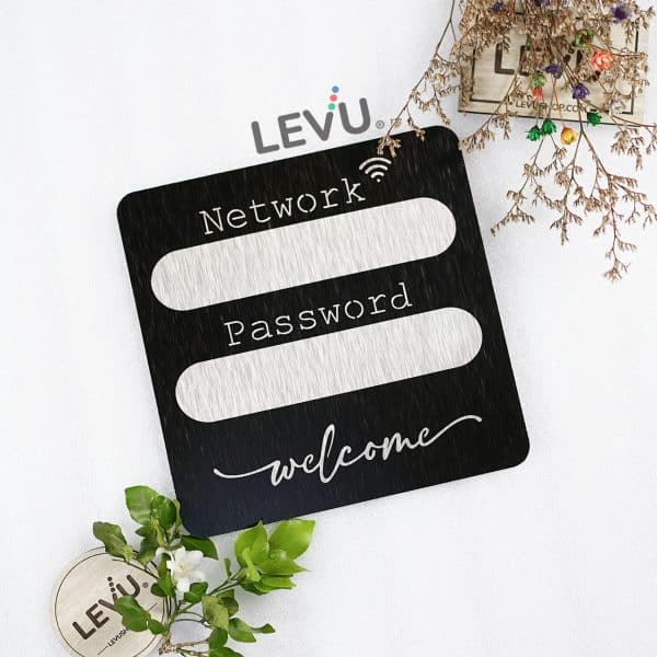 Bảng alu đen điền thông tin wifi password LEVU-ALU14